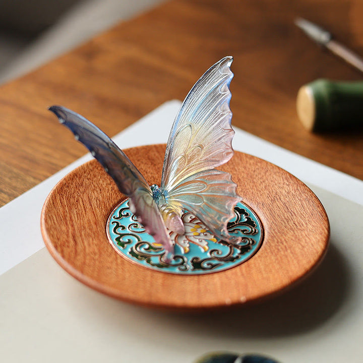Buddha Stones Butterfly Guarigione Incenso Bruciatore Decorazione Scrivania