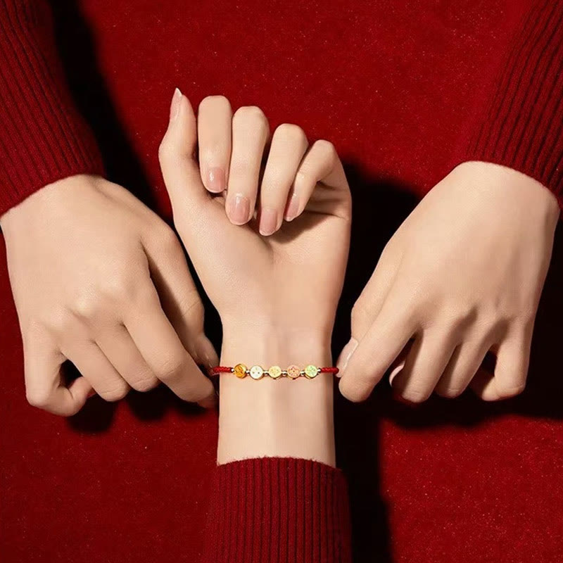 Bracciale Buddha Stones Red String 925 Sterling Silver Five Ways God Of Wealth Connection - image 4