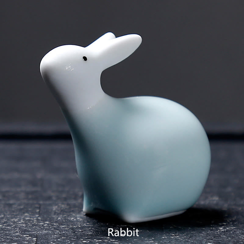 Buddha Stones Zodiaco cinese Ceramica Tè Animale domestico Decorazione per la casa - Coniglio bianco 6,5*6,2 cm - image 23