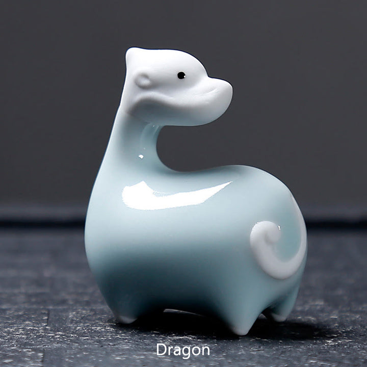 Buddha Stones Zodiaco cinese Ceramica Tè Animale domestico Decorazione per la casa - Drago bianco 6,6*6,8 cm - image 24