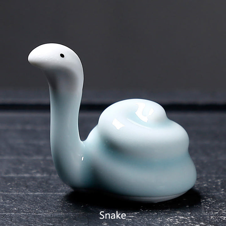 Buddha Stones Zodiaco cinese Ceramica Tè Animale domestico Decorazione per la casa - Serpente bianco 6,7*6,6 cm - image 17