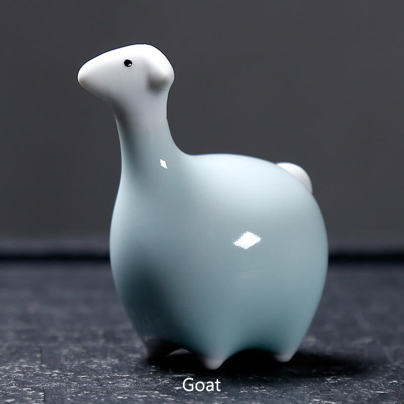 Buddha Stones Zodiaco cinese Ceramica Tè Animale domestico Decorazione per la casa - Capra bianca 6,7*6,8 cm - image 26