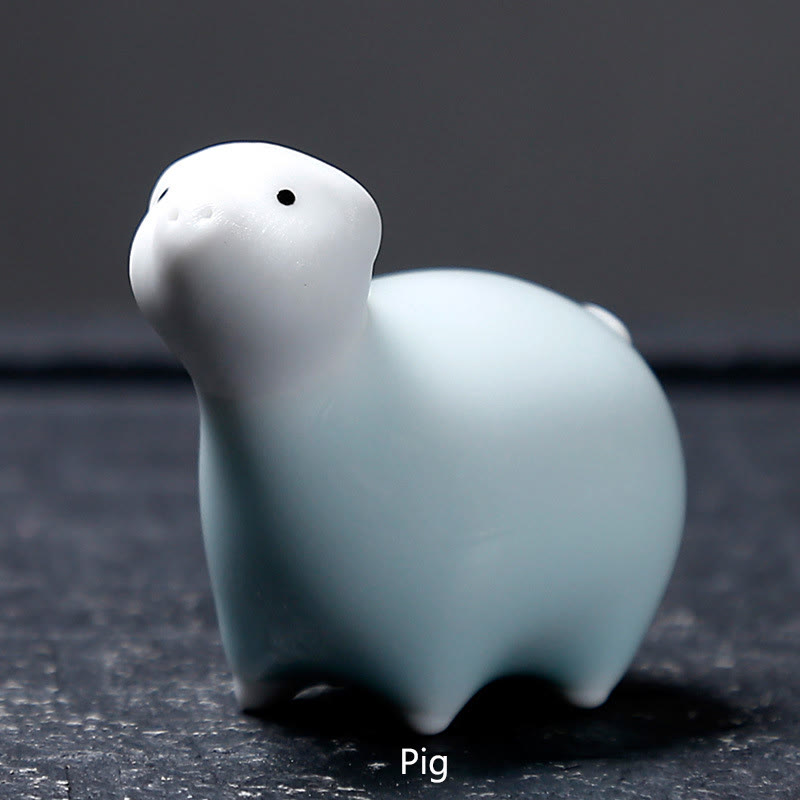 Buddha Stones Zodiaco cinese Ceramica Tè Animale domestico Decorazione per la casa - Maiale bianco 6,1*5,6 cm - image 31