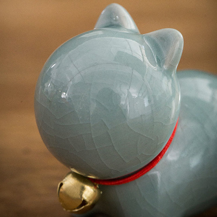 Buddha Stones Mini Carino Campanello Portafortuna Gatto Tè Animale Domestico Ceramica Casa Scrivania Figurina Decorazione