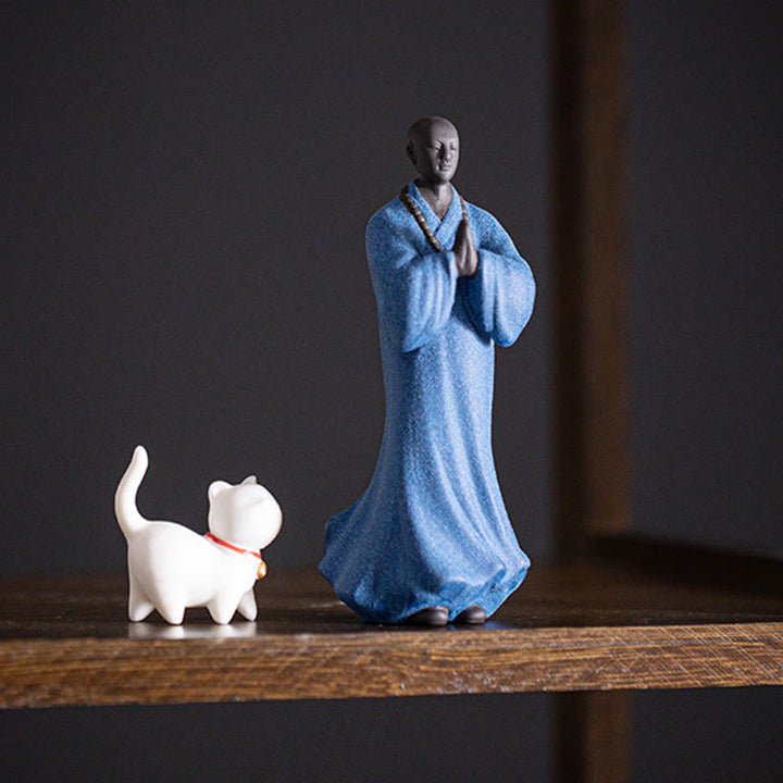 Buddha Stones Meditazione Preghiera Monaco Figura Ceramica Compassione Serenità Decorazione Casa