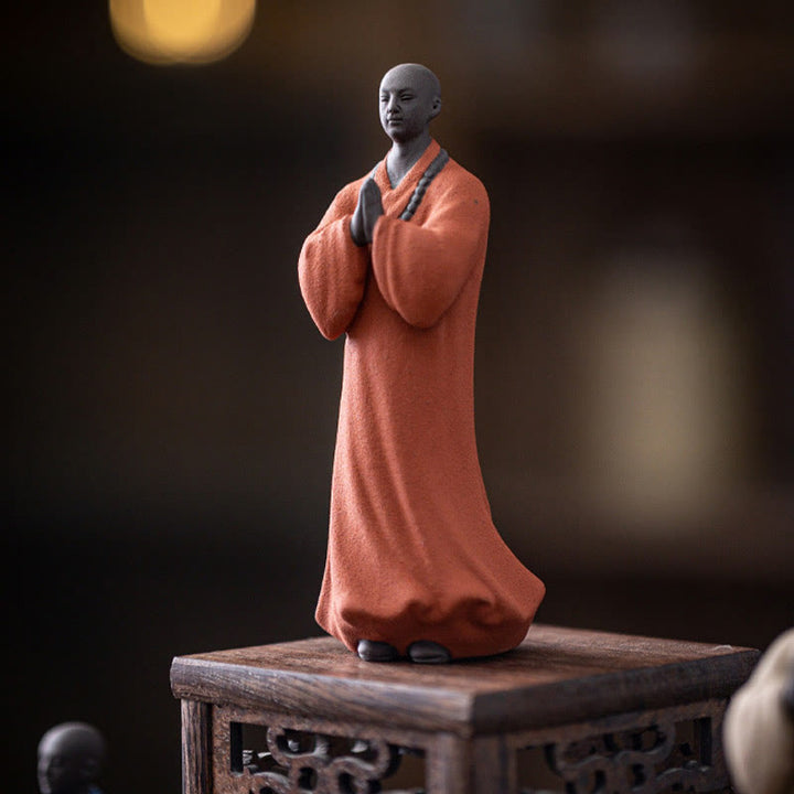 Buddha Stones Meditazione Preghiera Monaco Figura Ceramica Compassione Serenità Decorazione Casa