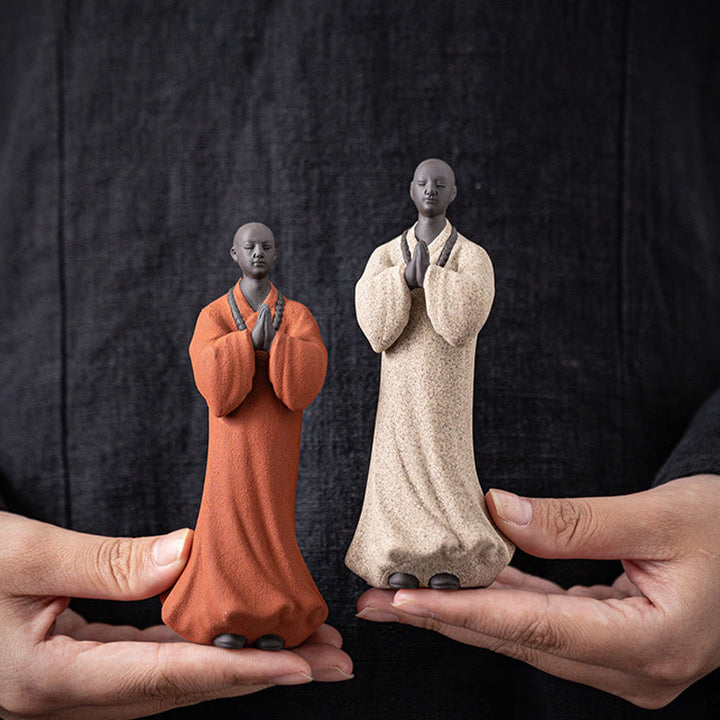 Buddha Stones Meditazione Preghiera Monaco Figura Ceramica Compassione Serenità Decorazione Casa