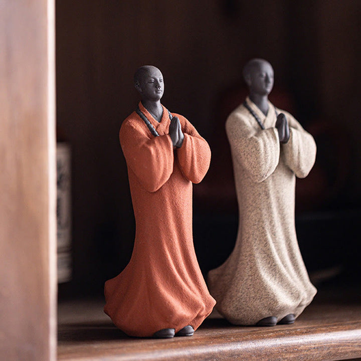 Buddha Stones Meditazione Preghiera Monaco Figura Ceramica Compassione Serenità Decorazione Casa