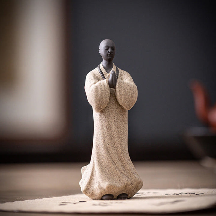 Buddha Stones Meditazione Preghiera Monaco Figura Ceramica Compassione Serenità Decorazione Casa
