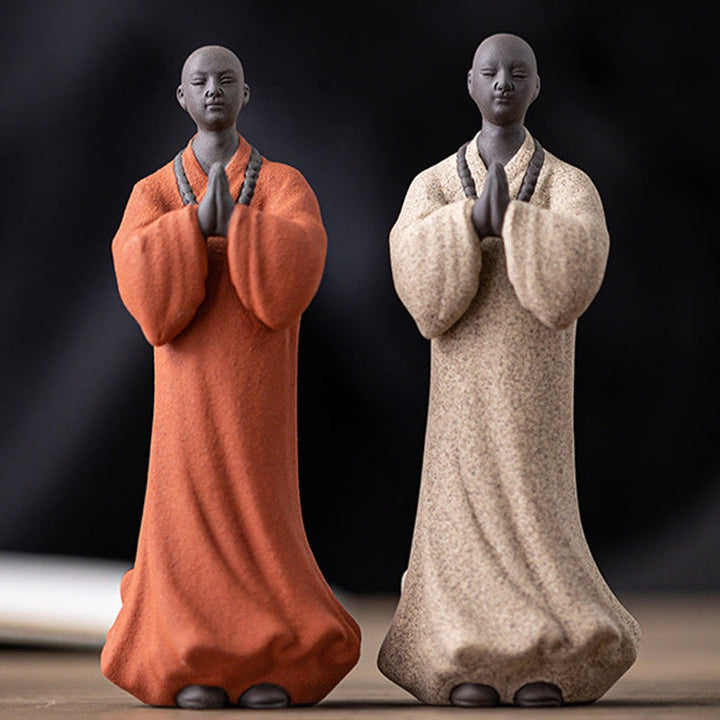 Buddha Stones Meditazione Preghiera Monaco Figura Ceramica Compassione Serenità Decorazione Casa