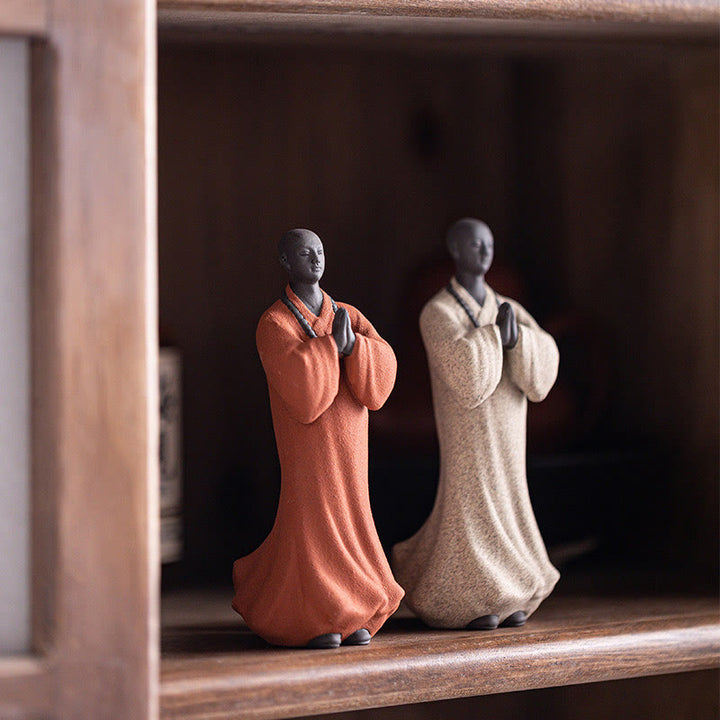 Buddha Stones Meditazione Preghiera Monaco Figura Ceramica Compassione Serenità Decorazione Casa