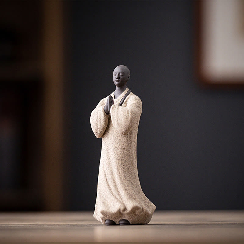Buddha Stones Meditazione Preghiera Monaco Figura Ceramica Compassione Serenità Decorazione Casa - Monaco bianco 5*5*13cm - image 11