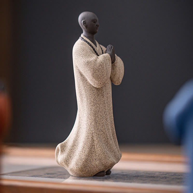 Buddha Stones Meditazione Preghiera Monaco Figura Ceramica Compassione Serenità Decorazione Casa - image 16