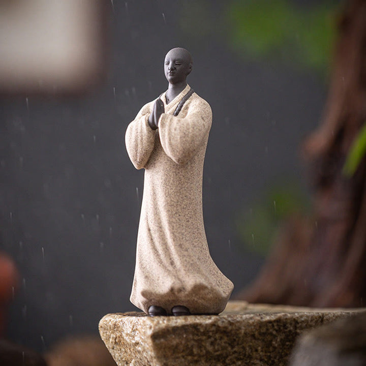 Buddha Stones Meditazione Preghiera Monaco Figura Ceramica Compassione Serenità Decorazione Casa