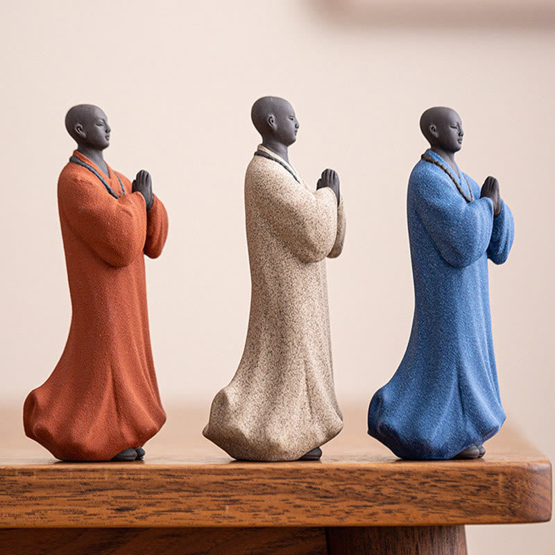 Buddha Stones Meditazione Preghiera Monaco Figura Ceramica Compassione Serenità Decorazione Casa - image 3