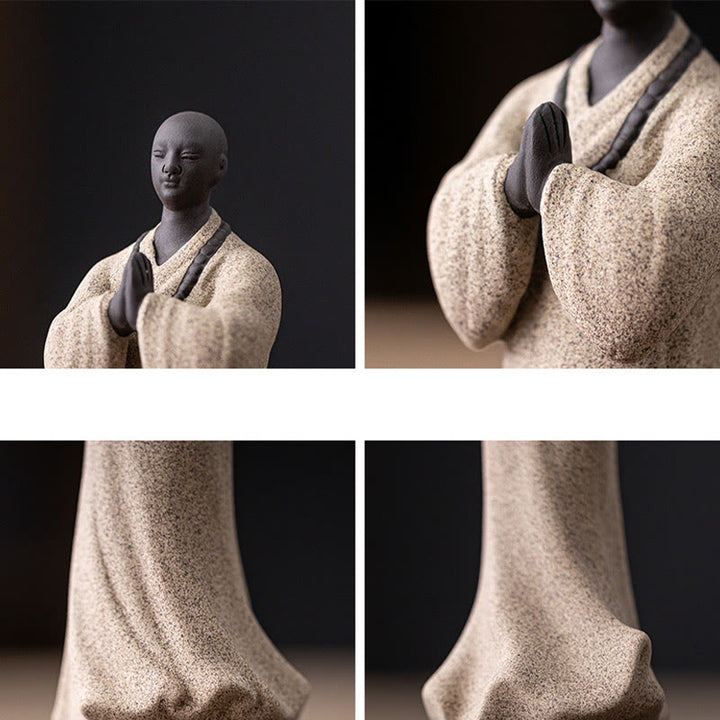 Buddha Stones Meditazione Preghiera Monaco Figura Ceramica Compassione Serenità Decorazione Casa