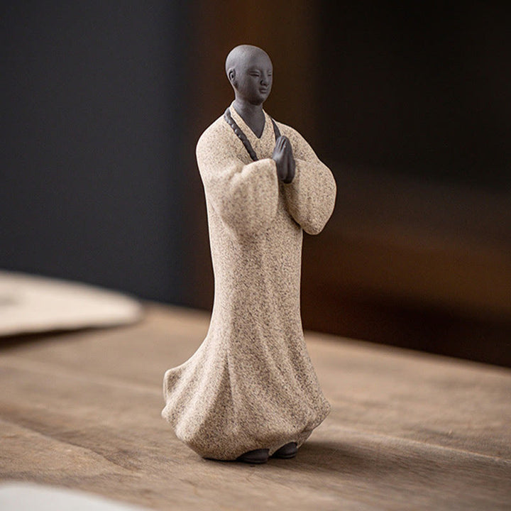 Buddha Stones Meditazione Preghiera Monaco Figura Ceramica Compassione Serenità Decorazione Casa