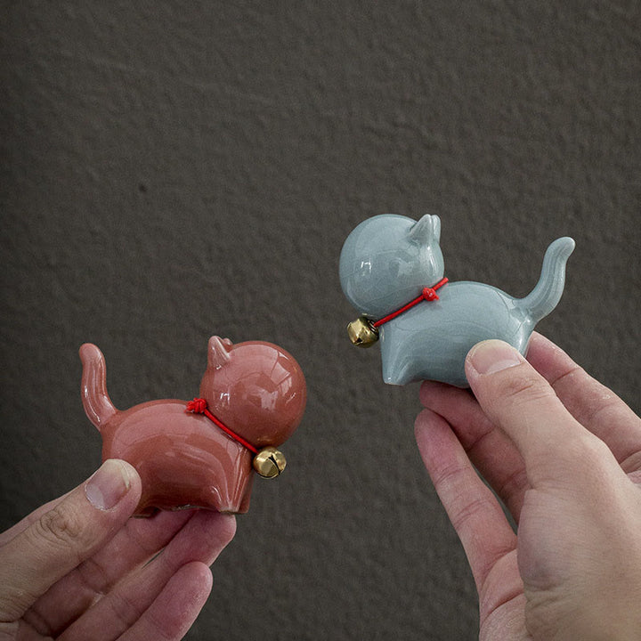 Buddha Stones Mini Carino Campanello Portafortuna Gatto Tè Animale Domestico Ceramica Casa Scrivania Figurina Decorazione - image 18