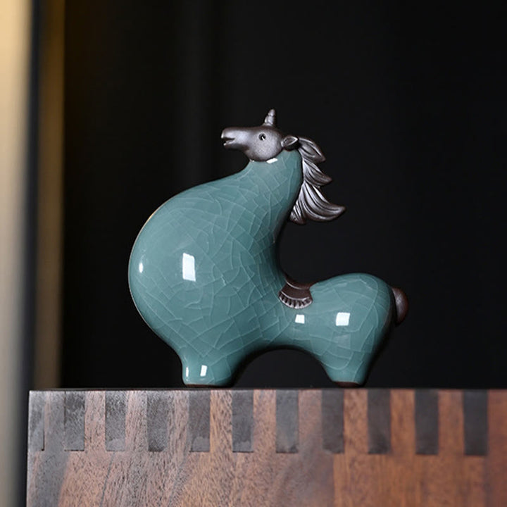 Buddha Stones Testa Giù Su Cavallo Ceramica Successo Libertà Decorazione della casa - image 13