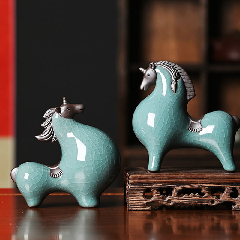 Buddha Stones Testa Giù Su Cavallo Ceramica Successo Libertà Decorazione della casa - image 16