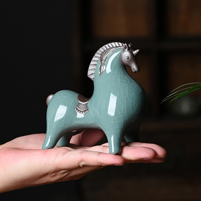 Buddha Stones Testa Giù Su Cavallo Ceramica Successo Libertà Decorazione della casa - image 3