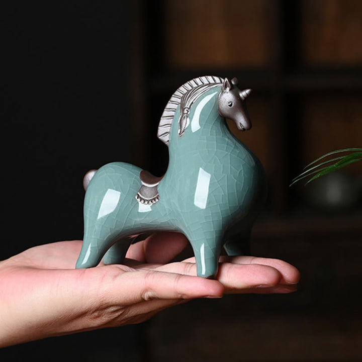 Buddha Stones Testa Giù Su Cavallo Ceramica Successo Libertà Decorazione della casa - image 3
