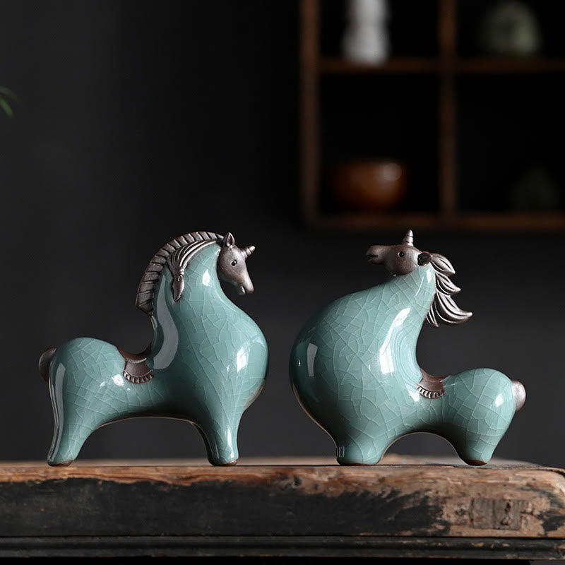 Buddha Stones Testa Giù Su Cavallo Ceramica Successo Libertà Decorazione della casa - image 0