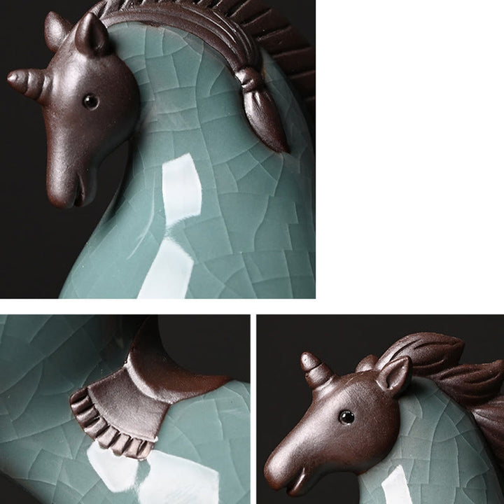 Buddha Stones Testa Giù Su Cavallo Ceramica Successo Libertà Decorazione della casa - image 10