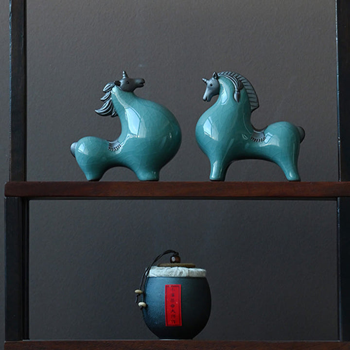 Buddha Stones Testa Giù Su Cavallo Ceramica Successo Libertà Decorazione della casa - image 20