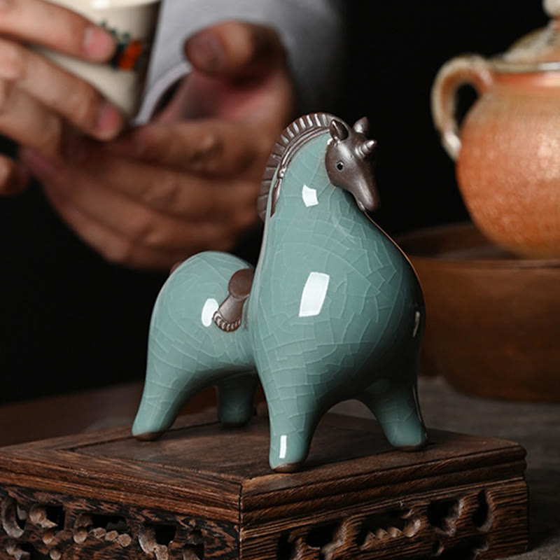Buddha Stones Testa Giù Su Cavallo Ceramica Successo Libertà Decorazione della casa - image 2