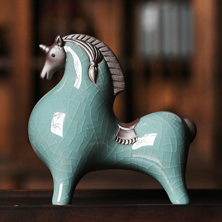Buddha Stones Testa Giù Su Cavallo Ceramica Successo Libertà Decorazione della casa - image 7
