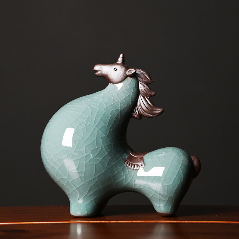 Buddha Stones Testa Giù Su Cavallo Ceramica Successo Libertà Decorazione della casa - Cavallo con testa in su 10,5*10,5*5,5 cm - image 12