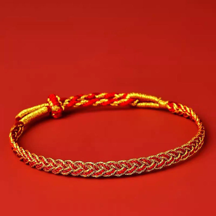 Braccialetto della fortuna con corda rossa e corda gialla Buddha Stones