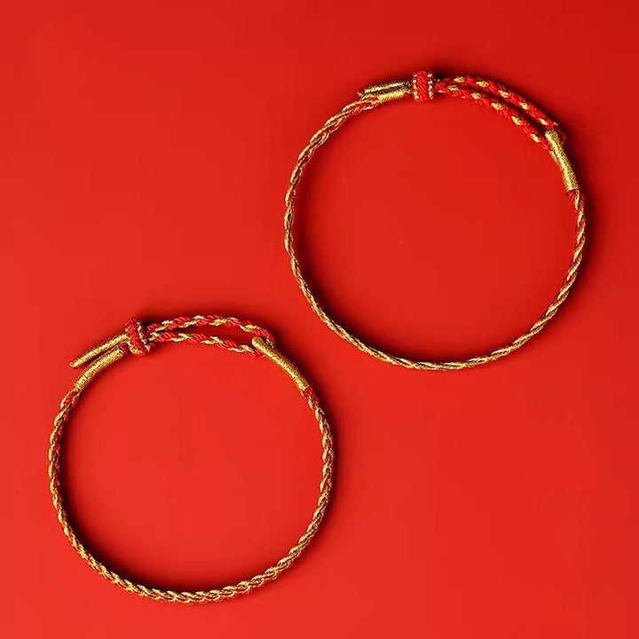 Braccialetto della fortuna con corda rossa e corda gialla Buddha Stones