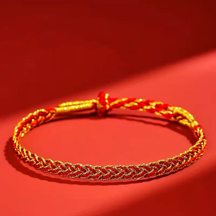 Braccialetto della fortuna con corda rossa e corda gialla Buddha Stones