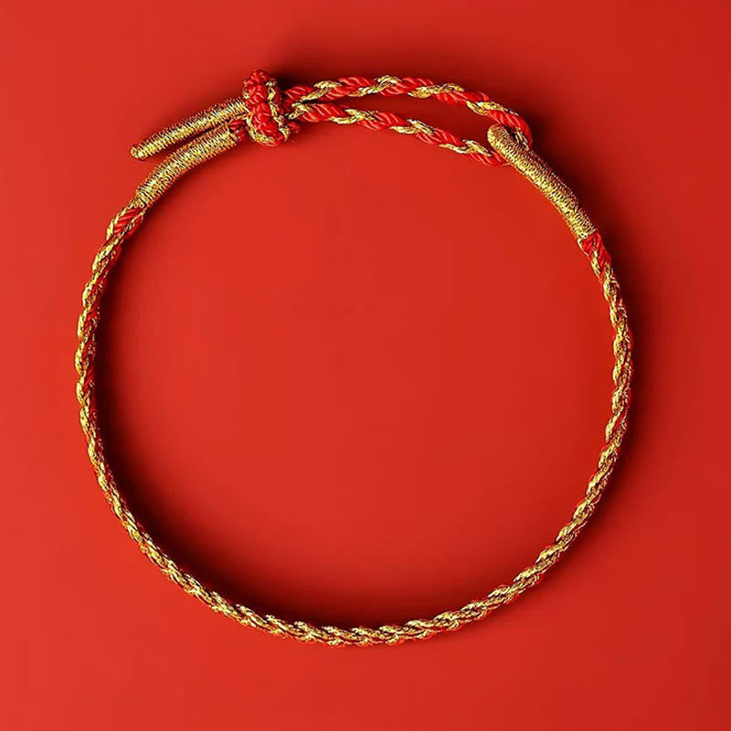 Braccialetto della fortuna con corda rossa e corda gialla Buddha Stones