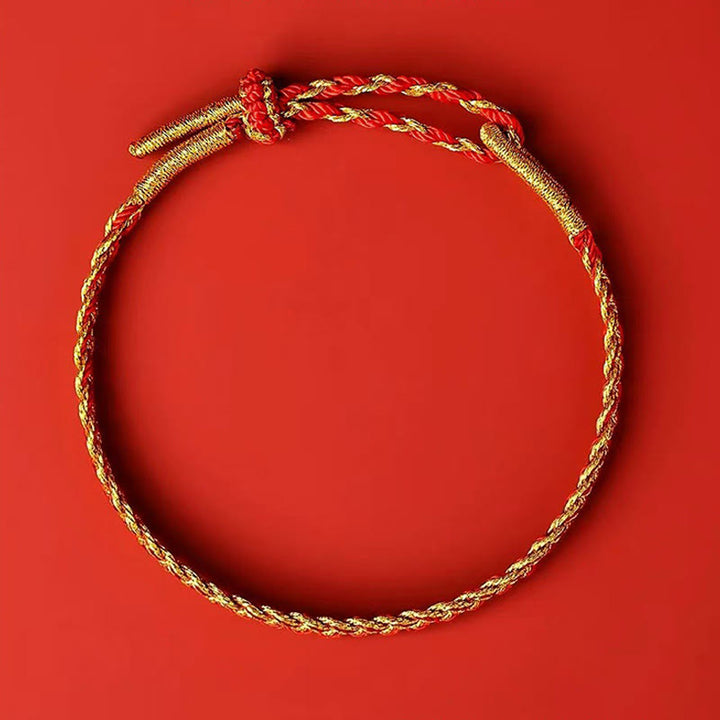 Braccialetto della fortuna con corda rossa e corda gialla Buddha Stones