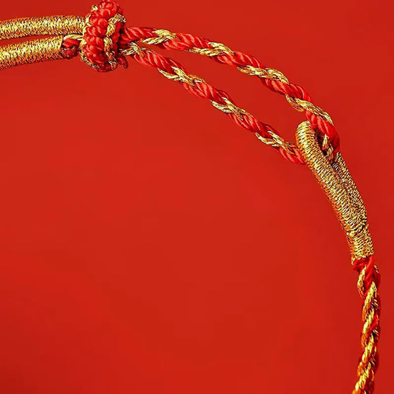 Braccialetto della fortuna con corda rossa e corda gialla Buddha Stones