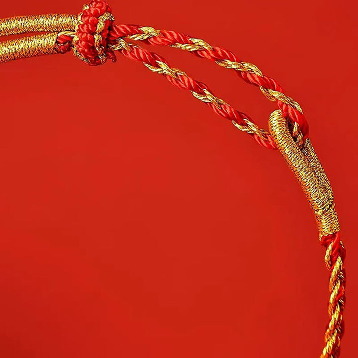 Braccialetto della fortuna con corda rossa e corda gialla Buddha Stones