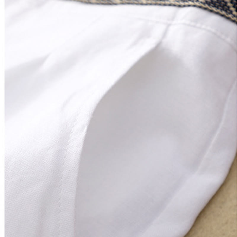Pantaloni da donna in lino di cotone elasticizzato con tasche, tinta unita, bottoni anteriori e posteriori , Buddha Stones - image 27