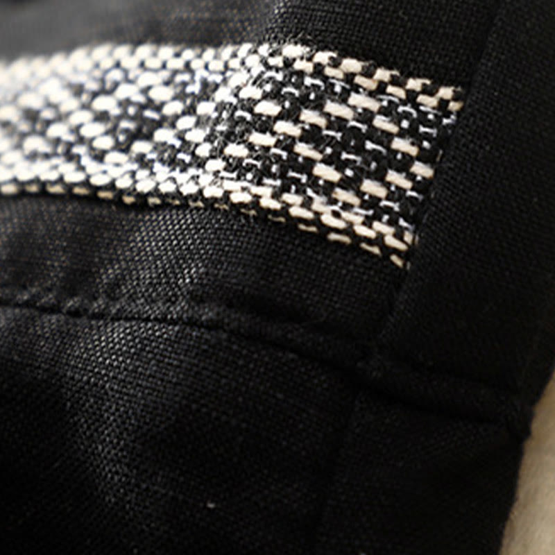 Pantaloni da donna in lino di cotone elasticizzato con tasche, tinta unita, bottoni anteriori e posteriori , Buddha Stones - image 32