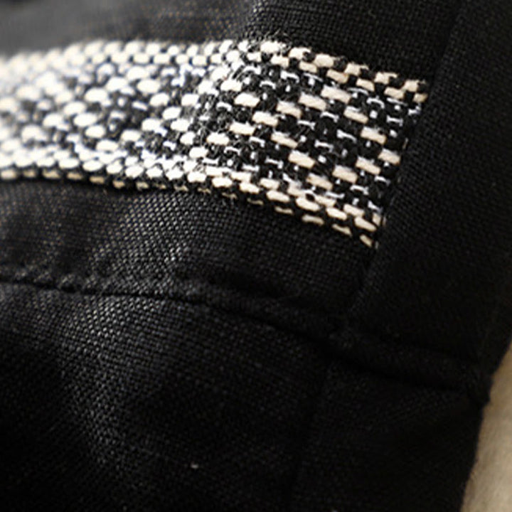 Pantaloni da donna in lino di cotone elasticizzato con tasche, tinta unita, bottoni anteriori e posteriori , Buddha Stones - image 32