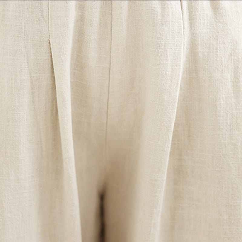 Pantaloni da donna in lino di cotone con tasche, casual, tinta unita, con elastico in vita , Buddha Stones - image 16