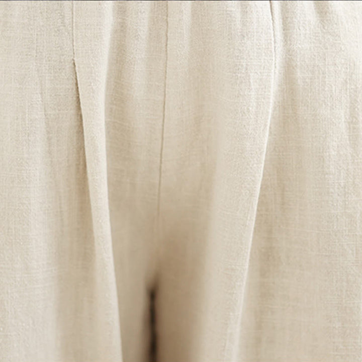 Pantaloni da donna in lino di cotone con tasche, casual, tinta unita, con elastico in vita , Buddha Stones - image 16