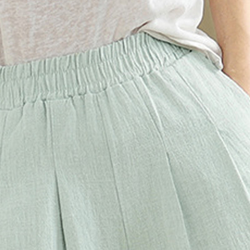 Pantaloni da donna in lino di cotone con tasche, casual, tinta unita, con elastico in vita , Buddha Stones - image 34