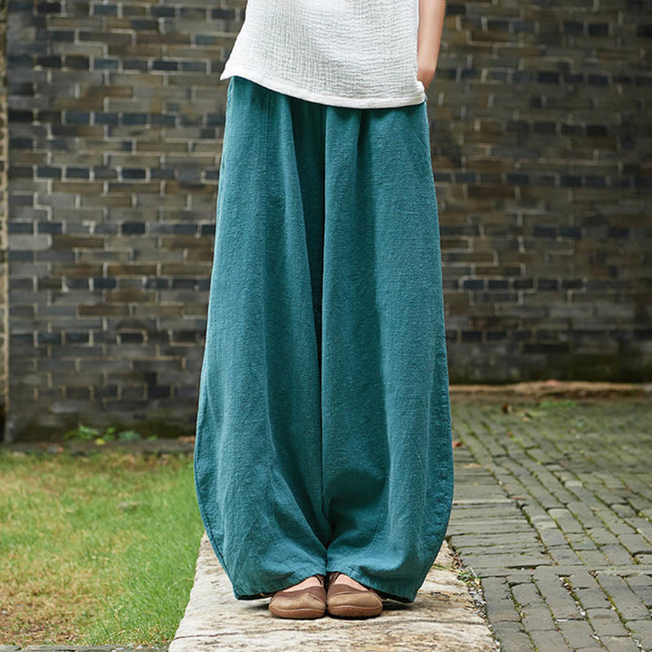 Pantaloni da donna in cotone ramiè con Buddha Stones, casual, tinta unita, con elastico in vita e fodera in pile - Ciano scuro - US4, UK/AU8, EU36 (L) - image 44