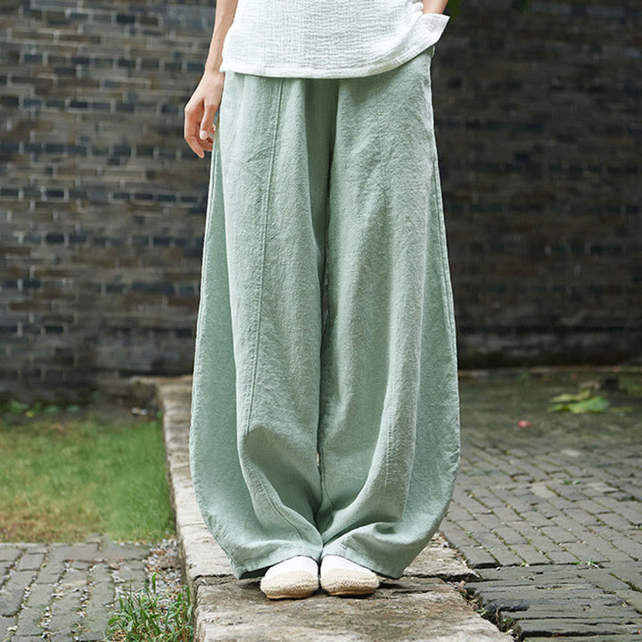 Pantaloni da donna in cotone ramiè con Buddha Stones, casual, tinta unita, con elastico in vita e fodera in pile - Acquamarina - US4, UK/AU8, EU36 (L) - image 36