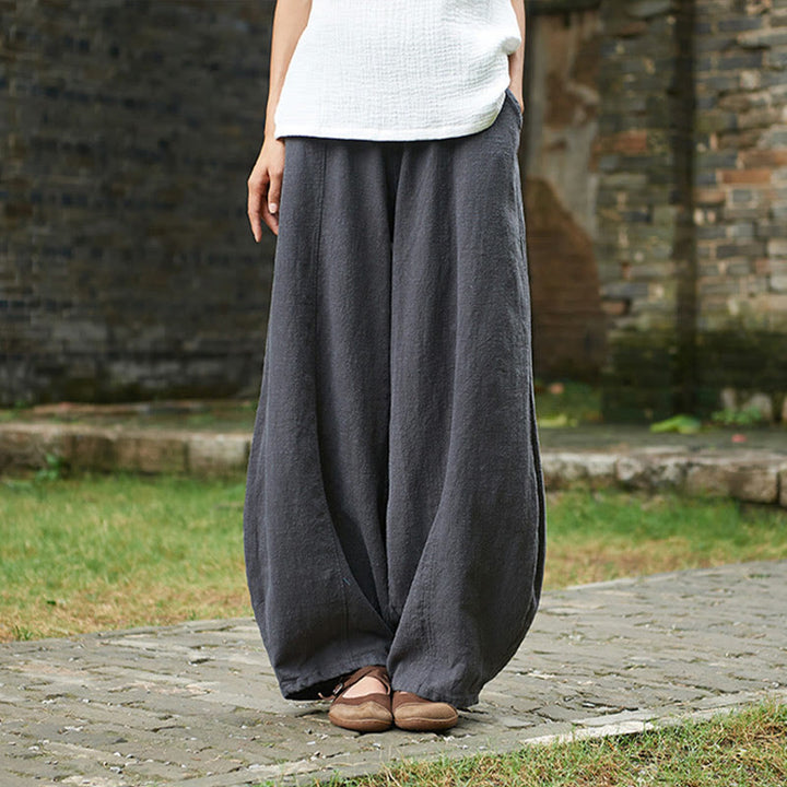 Pantaloni da donna in cotone ramiè con Buddha Stones, casual, tinta unita, con elastico in vita e fodera in pile - Grigio tenue - US4, UK/AU8, EU36 (L) - image 39