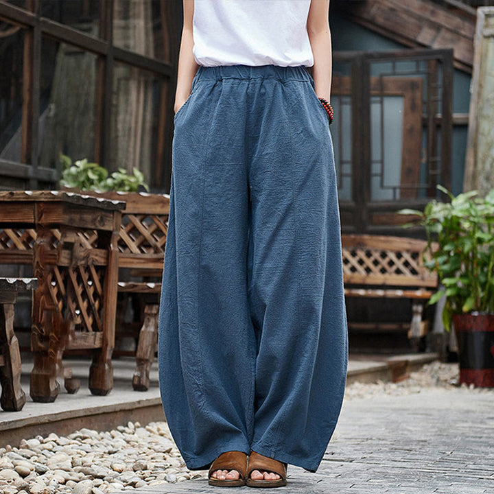 Pantaloni da donna in cotone ramiè con Buddha Stones, casual, tinta unita, con elastico in vita e fodera in pile - SteelBlue - US4, UK/AU8, EU36 (L) - image 28