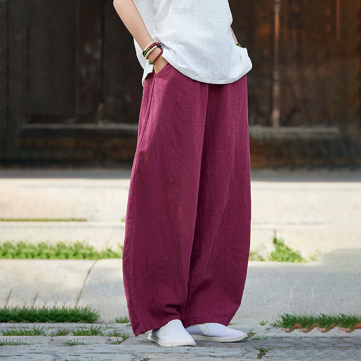Pantaloni da donna in cotone ramiè con Buddha Stones, casual, tinta unita, con elastico in vita e fodera in pile - image 15